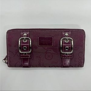 Coach Zoe Double Buckle Horse and Carriage Zip Around Wallet RARE